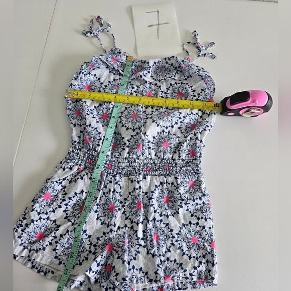 Old Navy Girls Romper Jumpsuit Size 5 (XS) Pink Blue Sleveless Tie Shoulder - Picture 5 of 9
